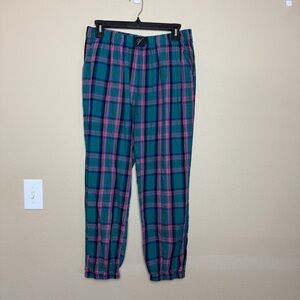 Victoria’s Secret Pink Green Plaid Pajama Pants Elastic Ankles- Medium